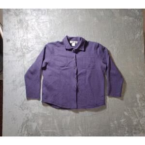 Vtg Norm Thompson Wool Cardigan Sweater Womens L Purple Grannycore Mature Retro